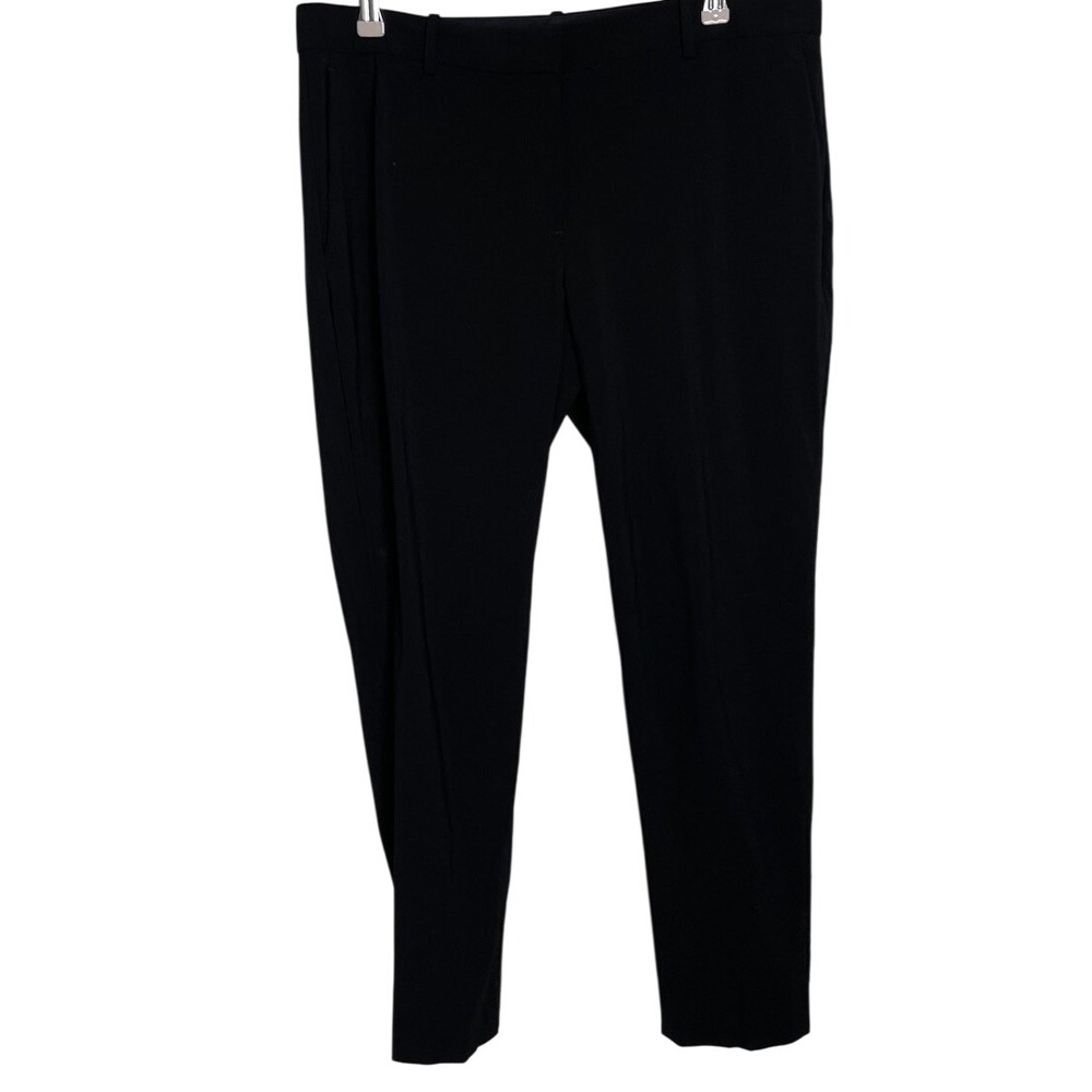Theory Testra O  Black  Stretch Wool Tapered Slim Ankle Pants 12 Work Career